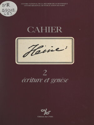 cover image of Cahier Heine (2). Écriture et genèse